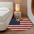 thumbnail image 3 of Area Rug 36in, American Flag on Wood Plank Floor Carpet Living Room Rug, Vintage Red Blue Stripe Star Non-Slip Welcome Mat Indoor Rugs for Bedroom Dining Room, 3 of 9