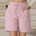 thumbnail image 2 of Shorts for Women Trendy Summer 2025 High Waist Elastic Waistband Breathable Casual Loose Beach Clothing Flowy Shorts with Pockets S-2XL, 2 of 5
