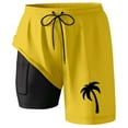 thumbnail image 1 of Board Shorts Swim Trunks With Compresssion Liner Inseam Board Shorts With Pockets Short Baggy Homme Yellow M, 1 of 4