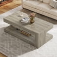 thumbnail image 3 of Tribesigns Coffee Table for Living Room, 47.24-Inch Farmhouse 2-Tier Accent Center Tea Cocktail Table with Storage, Elegant Grey, Rectangular, 3 of 9