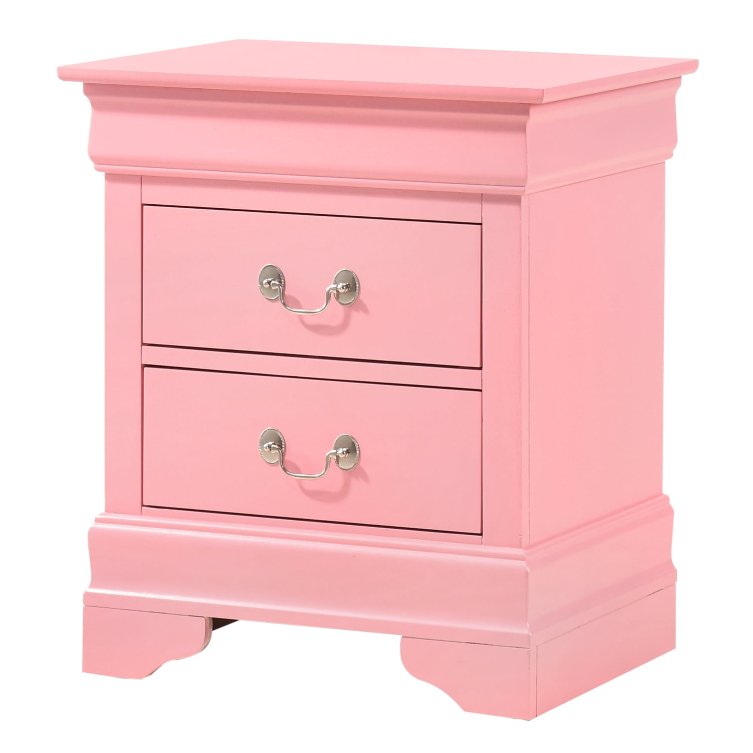 Glory Furniture Louis Phillipe 2 Drawer Nightstand in Pink