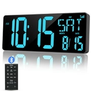 XREXS Large Digital Wall Clock with Bluetooth, 16.5 in Large Display Wall Clock with Temperature/Date/Week