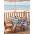 thumbnail image 2 of Outdoor Tablecloth with Umbrella Hole for Patio/Picnic/Party/Camping, Turtle Coastal Waterproof Table Cloth Rectangle Table Cover Washable, Nautical Summer Beach Coral Octopus Blue Wooden (60"x 120"), 2 of 8