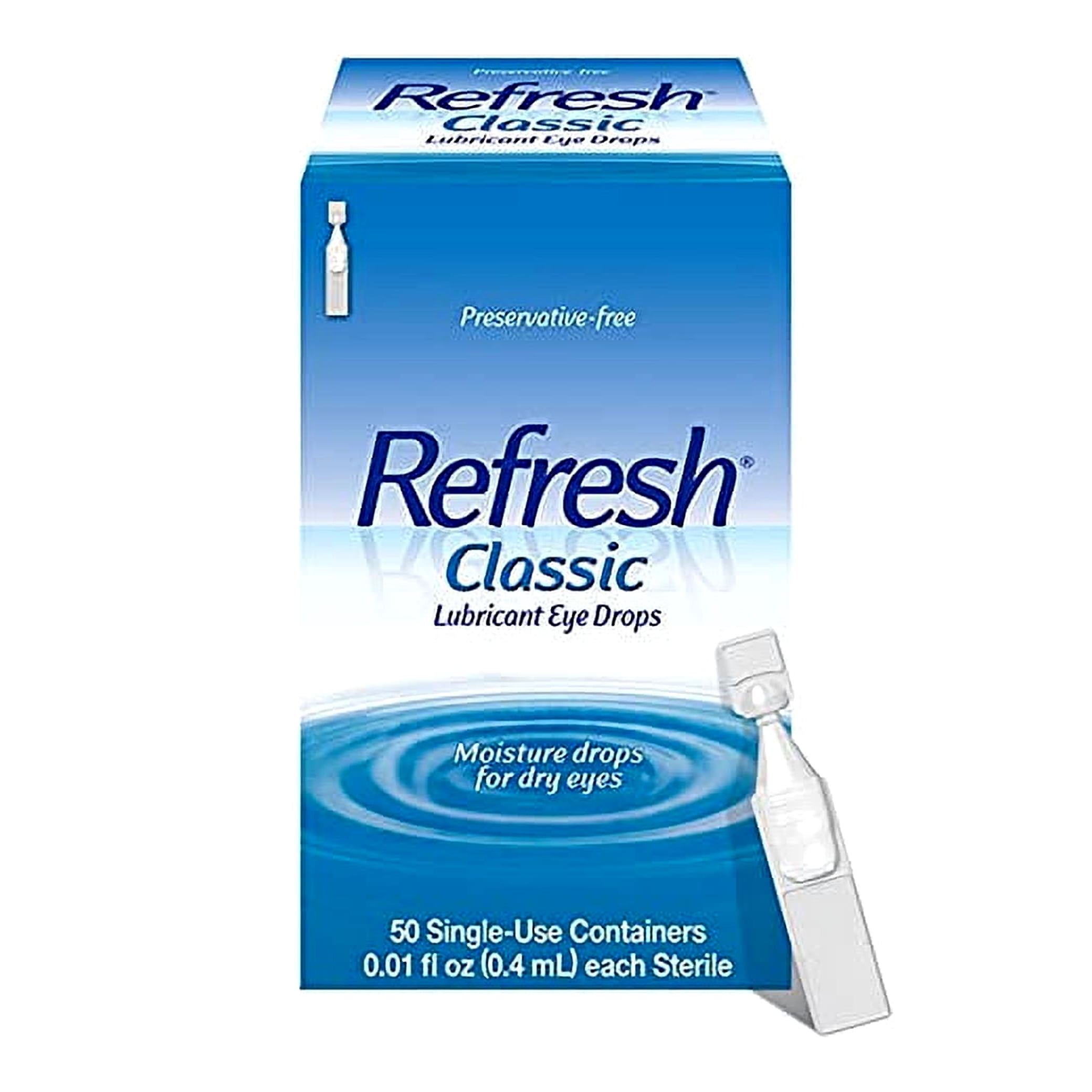 Refresh Classic Lubricant Eye Drops Preservative Free Single Use Vials 50 Count 0.01 fl oz Each