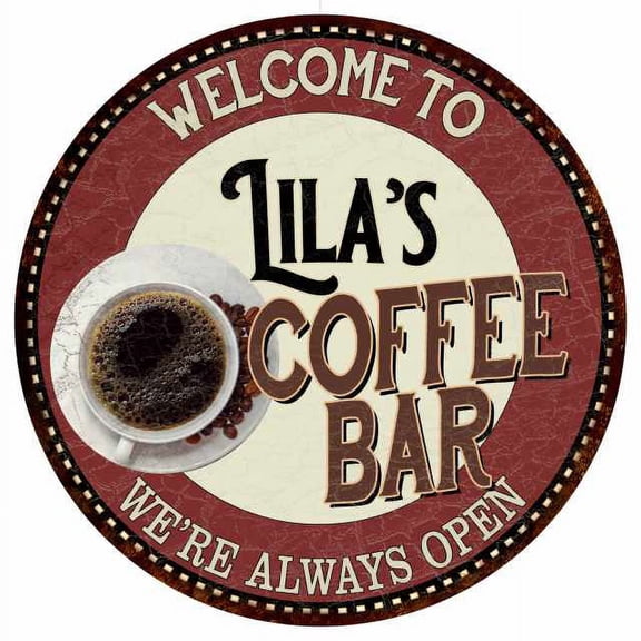 Lila's Coffee Bar Round Metal Sign Kitchen Room Wall Décor 200120041471