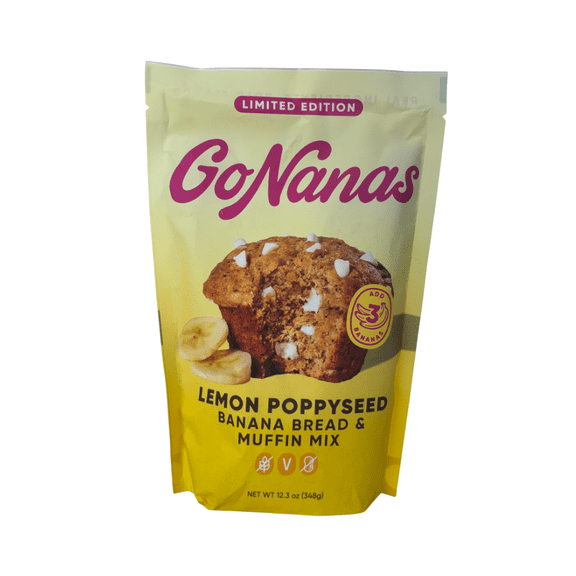 GoNanas Lemon Poppyseed Banana Bread Mix, Limited Edition, 12.3 oz Bag