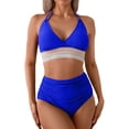thumbnail image 2 of Women's Bikini Set Solid Color Two Piece Swimsuit with Removable Bra Pads No Underwire for Beach Swimming Vacation,Royal Blue,L, 2 of 7