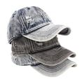 thumbnail image 4 of Helii Unisex Distressed Denim Baseball Cap Vintage Washed Dad Hat Low Profile Unstructured Ripped Cotton Cap Adjustable Metal Buckle Curved Brim Hat Black,One Size, 4 of 4