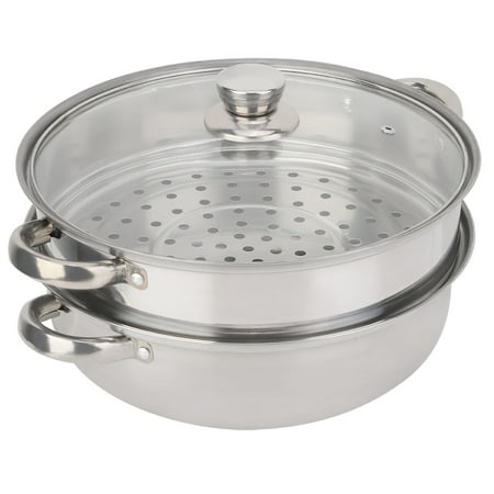 

Steel Steamer Double-layer Glass Vented Lid Steamer Cookware 2-Layer Steamer Pot Steamer Insert Steamer Pot For Home Hotel Kitchen Restaurant