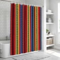 thumbnail image 6 of Rainbow Striped Bathroom Shower Curtains with 12 Hooks Polyester Waterproof Shower Curtain for Stalls and Bathtubs Boho Ethnic Colorful Lines Minimalist Decorative Bathroom Curtain 72x72 Inches, 6 of 9