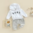thumbnail image 3 of Newborn 2Pcs Outfits  Capital Letter Print Long Sleeve Hooded Pullover + Elastic Drawstring Side Pockets Trousers, 3 of 7