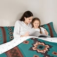 thumbnail image 5 of Homewish Southwestern Aztec Geometric Full Size Comforter Sets,Retro Rhombus Stripe Bedding Comforter Set,Cyan Brown Bedding Sets For Boys Kids,Microfiber Bedroom Decor Reversible,3 Pieces, 5 of 8
