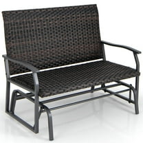 Canddidliike Outdoor 2-Person Swing Glider Bench with Cozy Cushioned Seat, All Weather Swing Bench with Heavy-Duty Metal Support, Swing Bench with Quick Dry Foam Seat for Outdoor, Brown