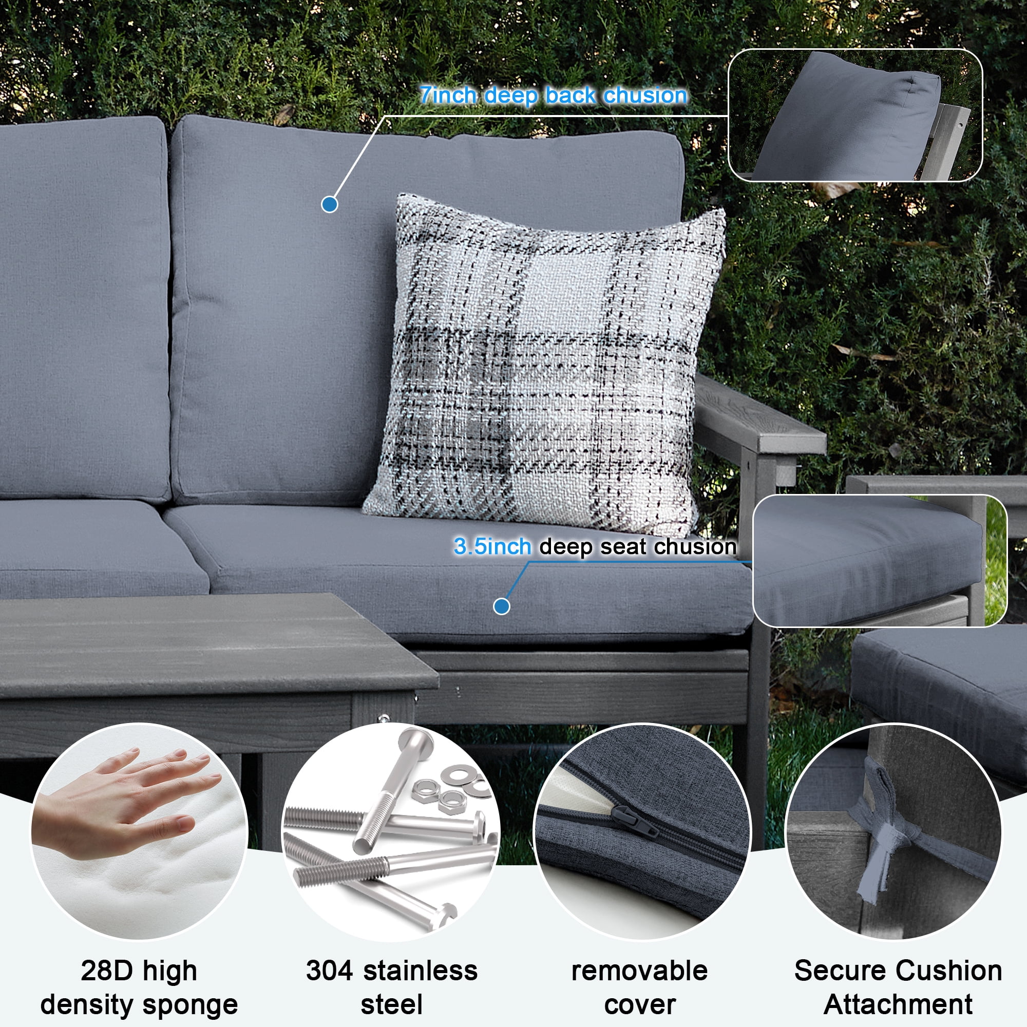 SERWALL Outdoor Patio Furniture Set - Thumbnail 2