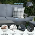 thumbnail image 3 of SERWALL Outdoor Patio Furniture Set, 7-Piece HDPE Outdoor Sofa Set Patio Conversation Set, Grey Frame with Grey Cushions, 3 of 7