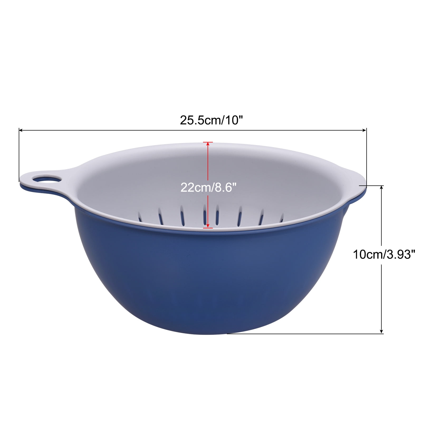 Unique Bargains Kitchen Strainer Colander Bowl Set Double Layer Drain Basin and Basket Blue