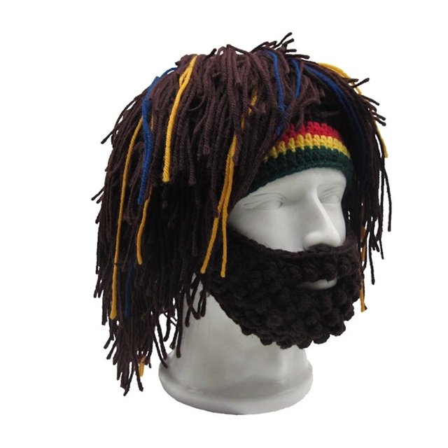 Gorro de lana de ganchillo Bearded Crazy, peluca, creatividad para adultos