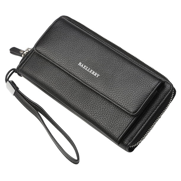 Cartera de hombre, informal, de negocios, de gran capacidad, tipo sobre, con estampado de lichi, tarjetero, tipo sobre