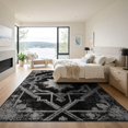 thumbnail image 3 of ODIKA 9'x12' Washable Area Rug Farmhouse Vintage Faded Center Interlocking Angular Table Desk for Master Suite, California King, Under Bed, Non-Shedding, Easy Care, 3 of 7