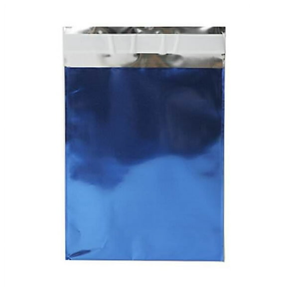 JAM Paper 6 1/4 x 7 7/8 Foil Envelopes, Blue, 25/Pack, Peel & Seal