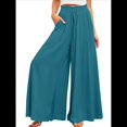 thumbnail image 1 of Pantalones Casuales de Cintura Alta para Mujer, de Color Liso, Largos y Anchos, con Bolsillos, para y Otoño. Azul y Verde M, 1 of 8