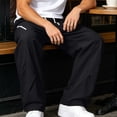 thumbnail image 5 of Hurxie Men's Parachute Sweatpants Y2k Baggy Track Pants Drawstring Wide Leg Casual Trousers Streetwear Black,2XL, 5 of 7