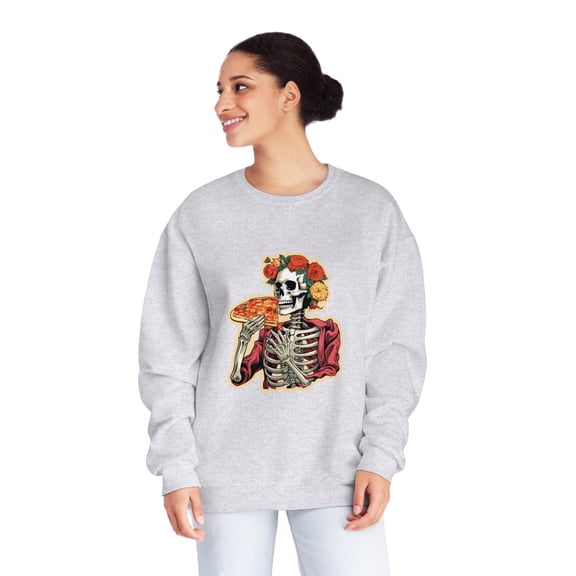 Dia de los Muertos Skeleton Enjoying Pizza - Unisex Sweatshirt