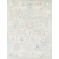 Hand Knotted Oushak Wool Rug - 9'0'' x 12'0''