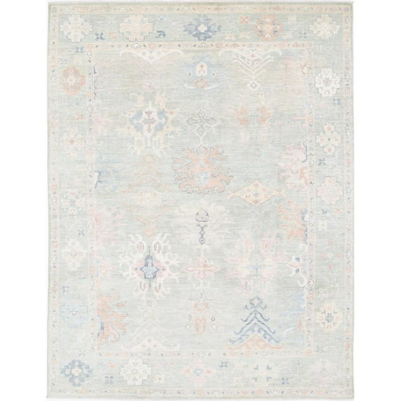 Hand Knotted Oushak Wool Rug - 9'0'' x 12'0''