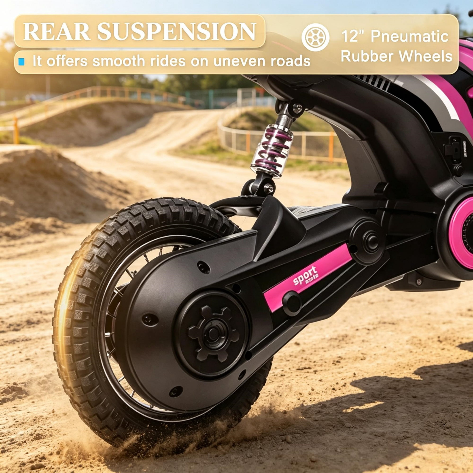 24V 350W Kids Dirt Bike, Electric Motorized, 15 MPH Top Speed, Twist Grip Throttle, Pink