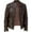 Brown, variant on Hontri Men's Leather & Faux Leather Jackets & Coats Men Vintage Cool Jacket Leather Long Sleeve Autumn Winter Stand Collar Club Coat Black L