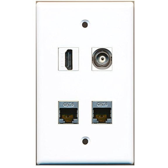 RiteAV - 1 Port HDMI 2 Port Shielded Cat6 Ethernet 1 Port BNC Wall Plate