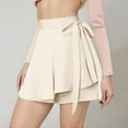thumbnail image 2 of MIXUE Womens Skirts Solid Color Slim Waist High Clothes Wrapping Fashion Mini Skirt Holiday Wear,Beige,L, 2 of 4