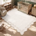thumbnail image 3 of Garvee 10'x13' Scalloped Wavy Border Area Rug Neutral Washable Carpet, Non Slip Minimalist Striped Floor Rug for Living Room Bedroom Home Office, Beige, 3 of 6