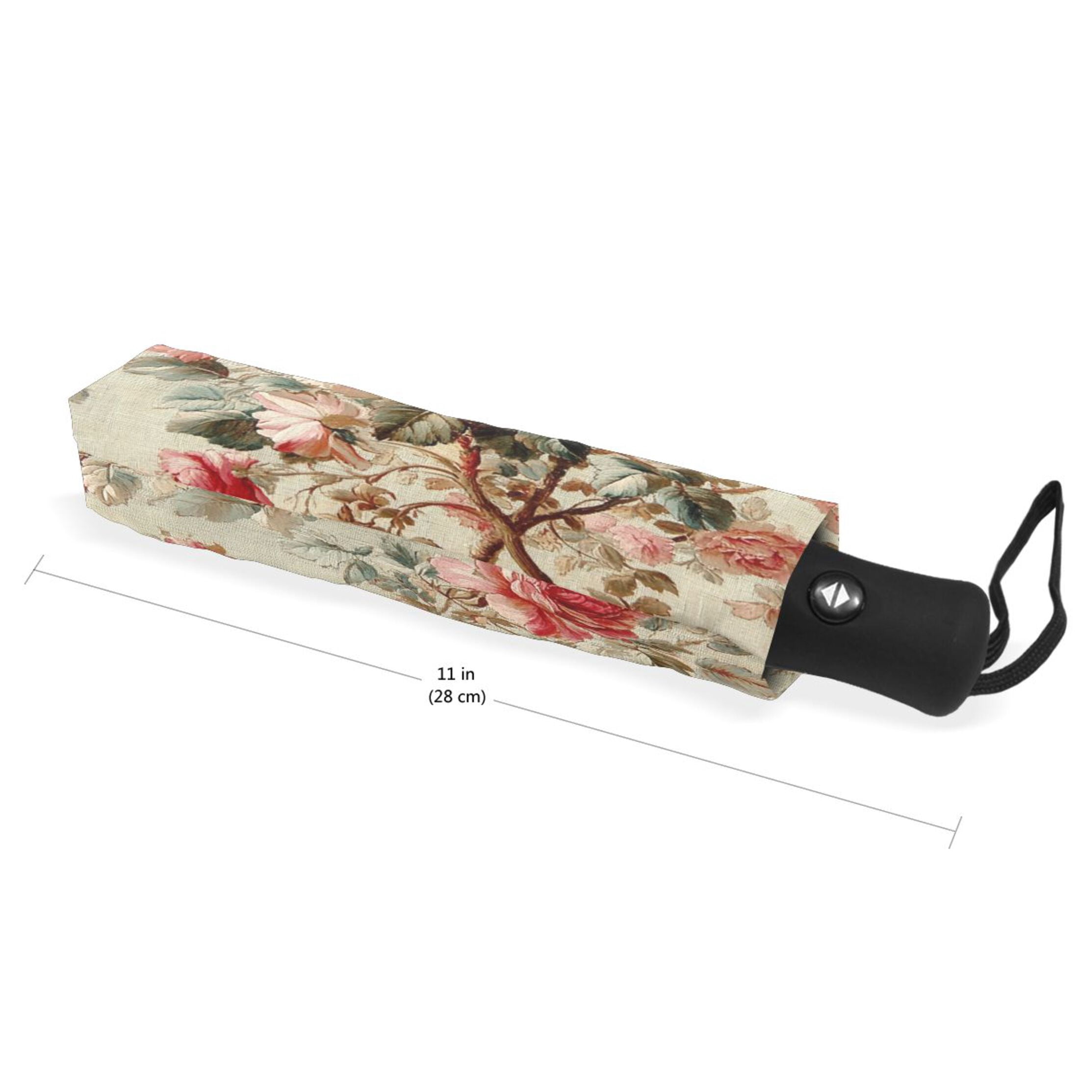 YAZAOO One-Touch Auto Open Close Rain Umbrella With Creative Classic Rose Garden Fabric Pattern