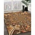 thumbnail image 3 of Ahgly Tapis Rond Lavable en Machine Intérieur Transitionnel Rouge Brun, 4 Pieds Rond, 3 of 7