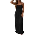 thumbnail image 5 of ClodeEU Women's Backless Tie Back Crewneck Sleeveless Spaghetti Strap Maxi Dress ,Loose Fit Casual Long Dress Black,Women's Plus XL, 5 of 8