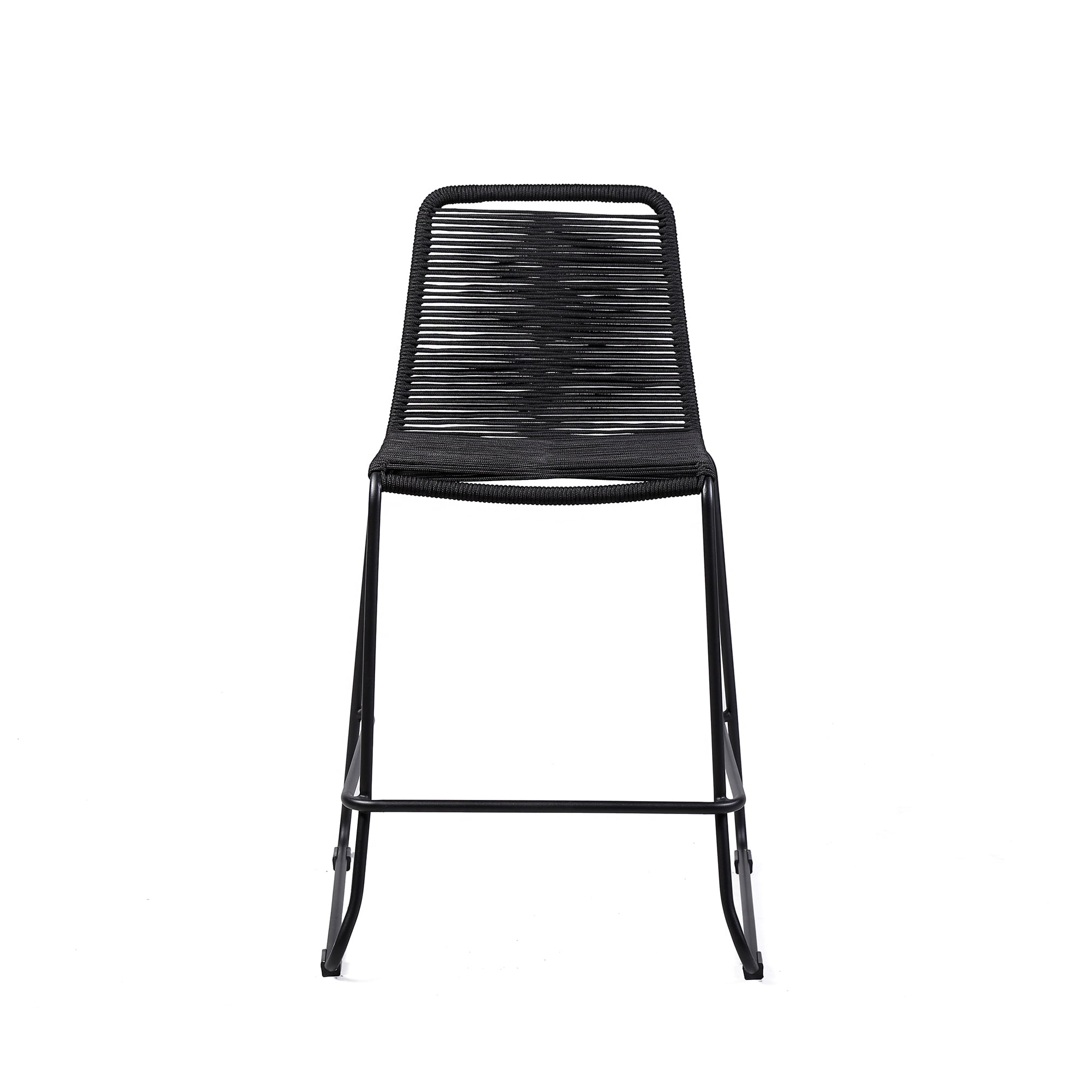 Shasta 26" Outdoor Metal and Black Rope Stackable Counter Stool - Set of 4