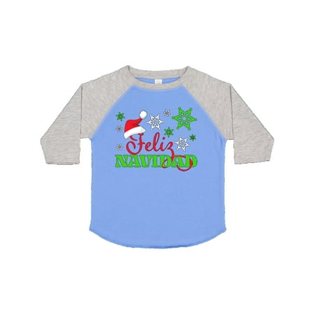 

Inktastic Feliz Navidad with Santa Hat and Green Snowflakes Gift Toddler Boy or Toddler Girl T-Shirt