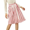 thumbnail image 3 of MODA NOVA Junior's Stripes Button Front Elastic Back A Line Midi Skirt XS Red, 3 of 6