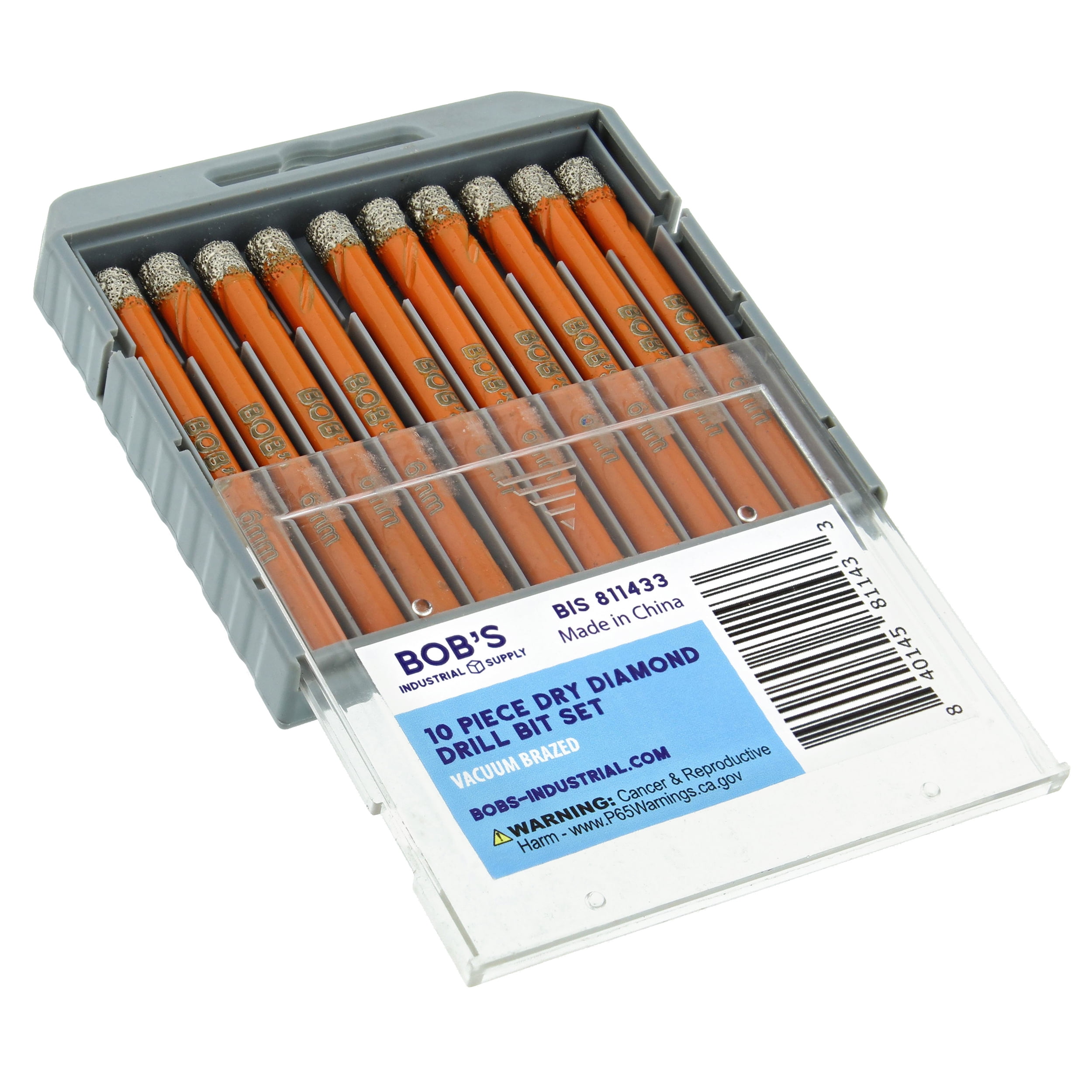 BISupply Dry Diamond Drill Bit Set 10pc 1/4in 6mm Ceramic Diamond Drill Bits