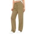 thumbnail image 4 of Wide Leg Sweatpants Womens Vintage Drawstring Elastic Waisted Sweat Pants Fashion Baggy Lounge Pants with Pockets 28" 29" Inseam Light Brown XL, 4 of 7