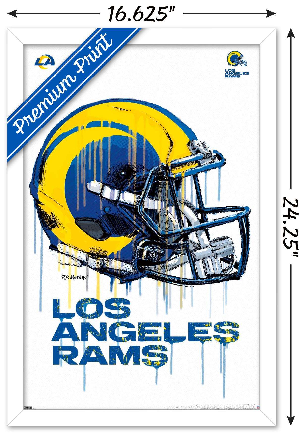 NFL Los Angeles Rams - Drip Helmet 20 Wall Poster, 14.725" x 22.375", Framed