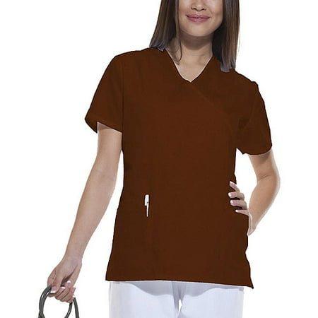 Simply Basic Women's Fashion Essentials Mock Wrap Scrub Top