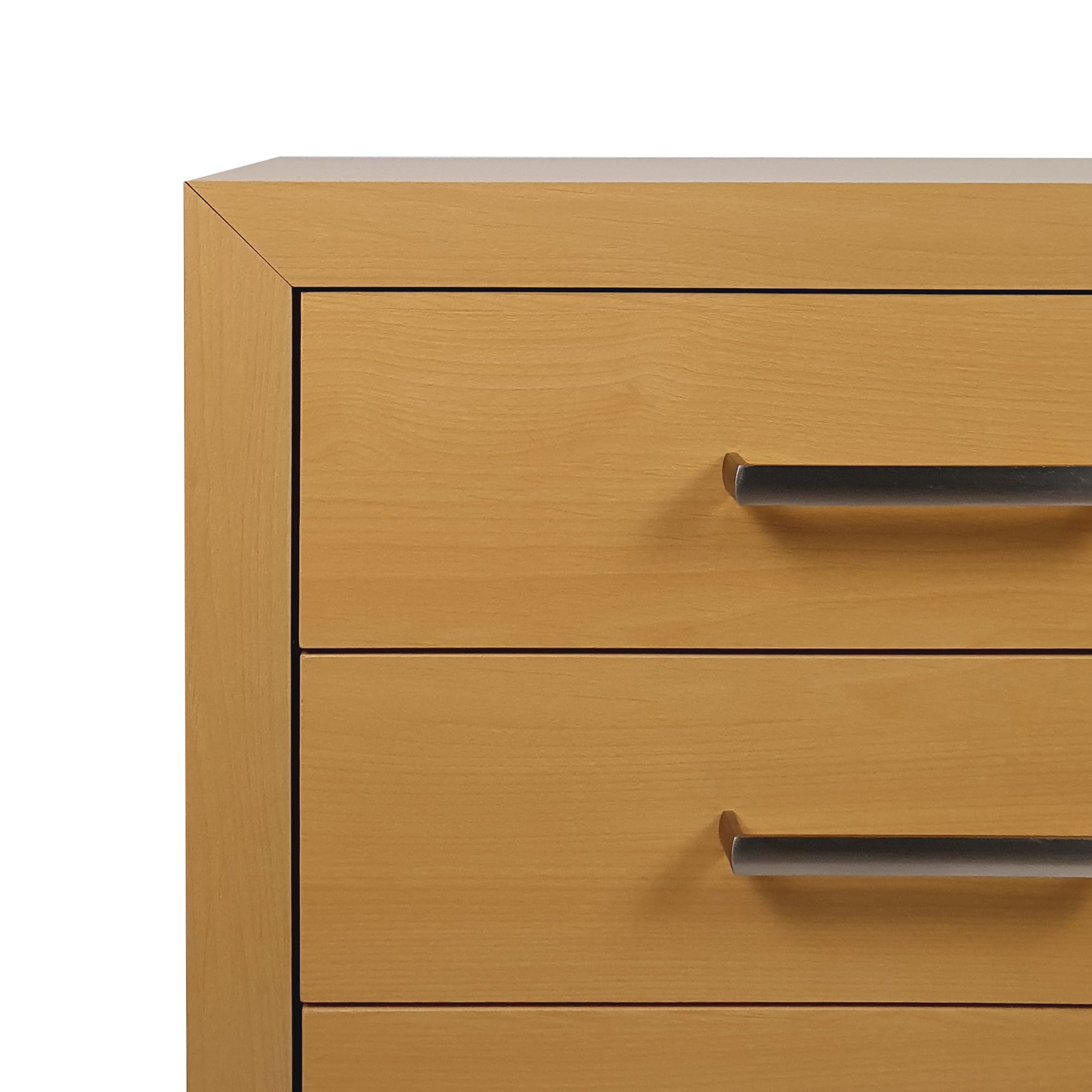 Noble House Cayuga Faux Wood 2 Piece Double Dresser and Nightstand Bedroom Set, Maple and Black