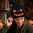 thumbnail image 6 of 22IN Halloween Pumpkin Knit Hat, Jack‑O‑Lantern Skull Cap, Warm Fall Winter Costume Accessory for Men Women Halloween Party &Daily Wear,J, 6 of 6