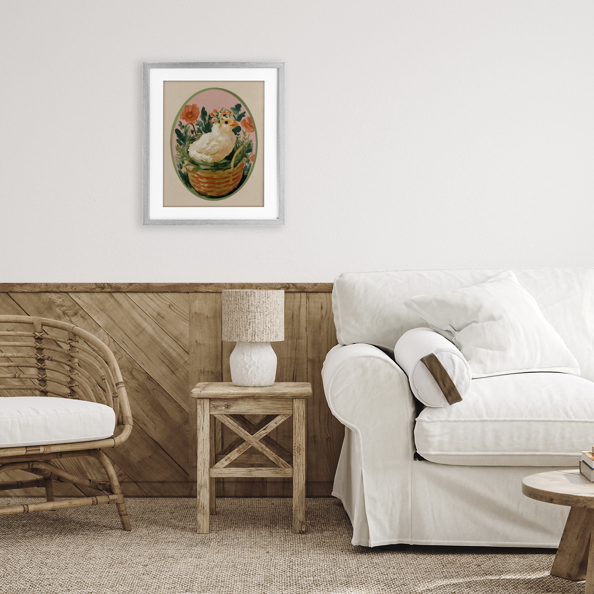 Stupell Industries Bloom Nest Chick Gray Framed Print Under Glass, design by Yen