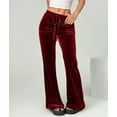 thumbnail image 5 of Velvet Pants Women Lounge Comfy Velour Flare Pants Casual Wide Leg High Waisted Drawstring with Pockets Wine Red XL, 5 of 8