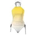 thumbnail image 4 of Lixiuxyad Women's Swimwear Tankini 2 Piece Normal Swimsuit Backless 2 Piece Printing Adjustable Print Multi Color Padded Strap Bathing Suits Sexy Vacation Beach Wear,Yellow, 4 of 4