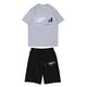 thumbnail image 1 of Traje de pantalón corto con cintura elástica y cuello redondo de manga corta estampado informal para niño Gris, 1 of 3